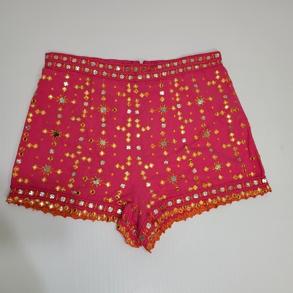 ZARA SHORTS WITH EMBROIDERY FUCHIA COLOR | 7521/254/630 - Picture 6 of 15